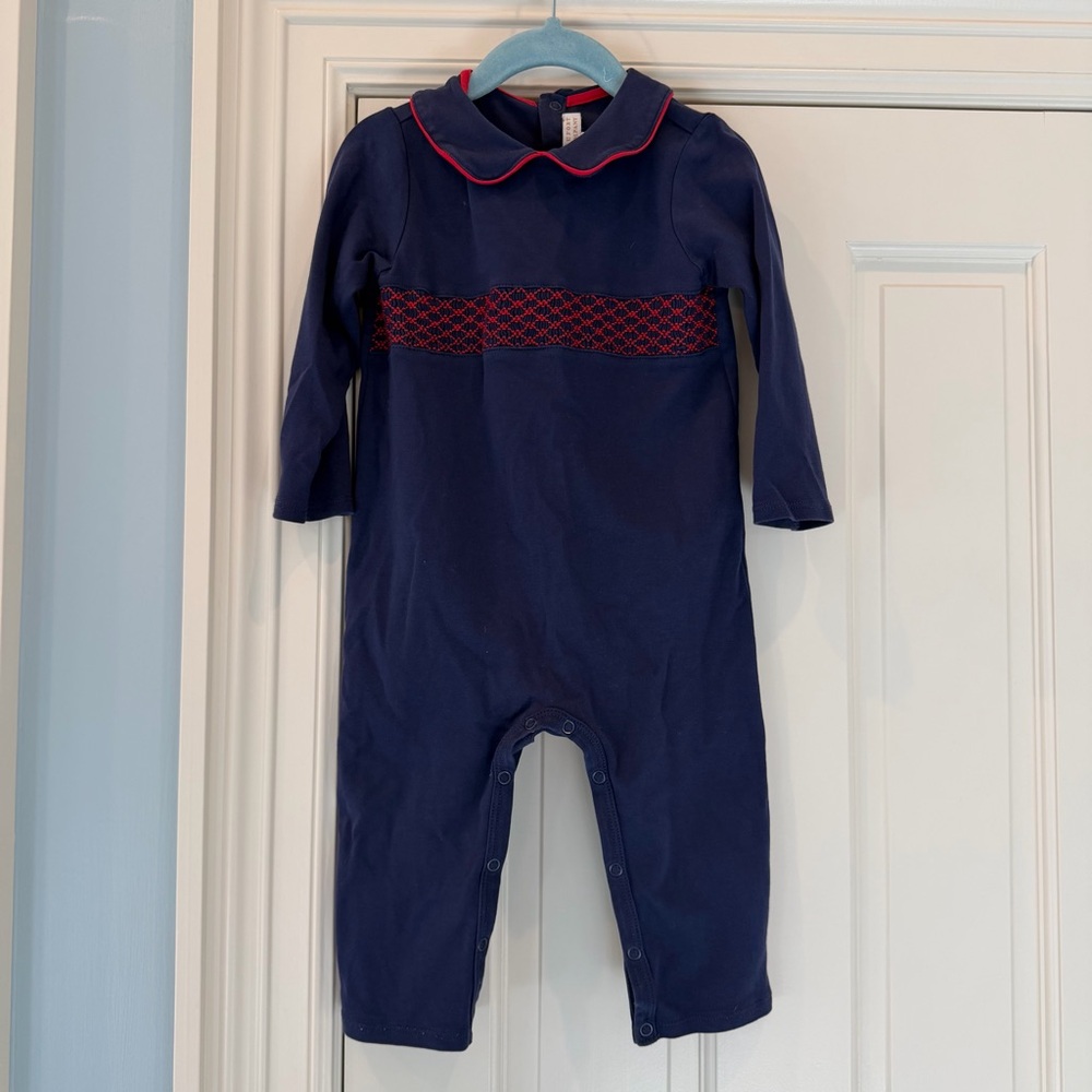 The Beaufort Bonnet Company Navy and Red Romper Size 18-24 Months